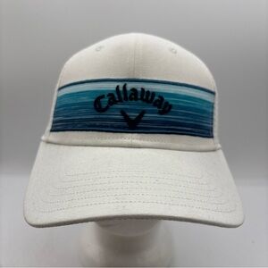 Callaway Ambriar Golf Course Men White Blue Striped SnapBack Mesh Golf Hat OSFM